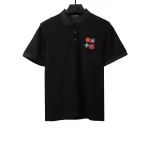 Louis Vuitton four-leaf clover embroidery badge POLO black