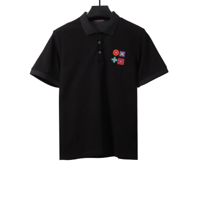 Louis Vuitton four-leaf clover embroidery badge POLO black 01