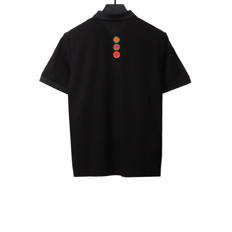 Louis Vuitton four-leaf clover embroidery badge POLO black