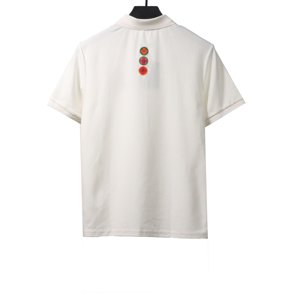 Louis Vuitton four-leaf clover embroidery badge POLO white