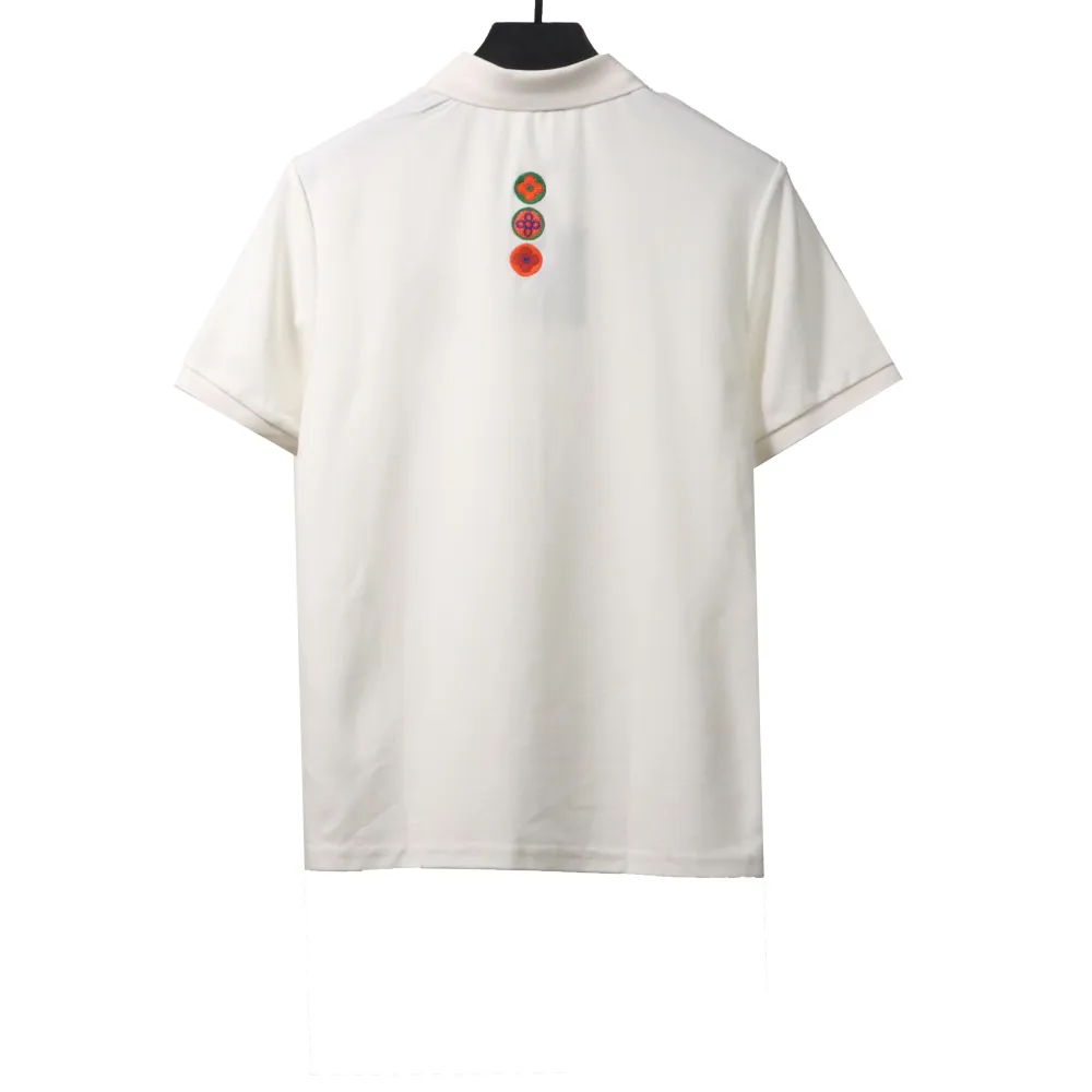 Louis Vuitton four-leaf clover embroidery badge POLO white