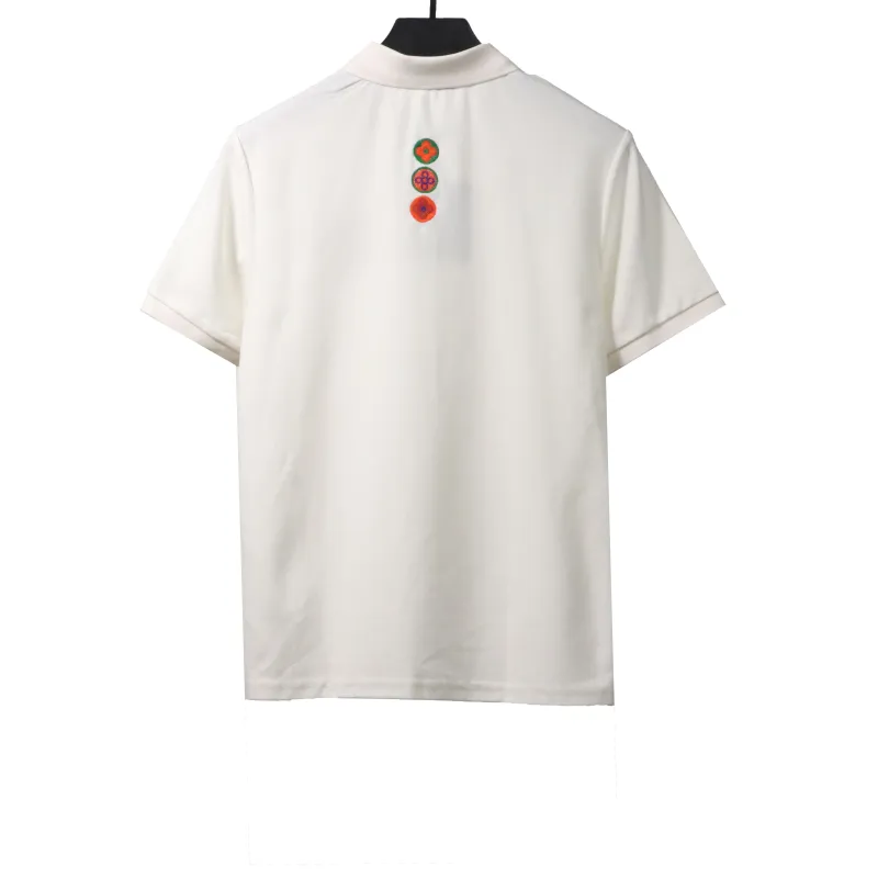 Louis Vuitton four-leaf clover embroidery badge POLO white