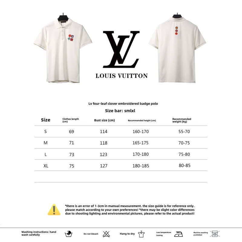 Louis Vuitton four-leaf clover embroidery badge POLO white