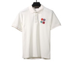 Louis Vuitton four-leaf clover embroidery badge POLO white