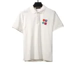 Louis Vuitton four-leaf clover embroidery badge POLO white