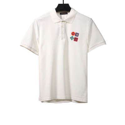  Louis Vuitton four-leaf clover embroidery badge POLO white 01