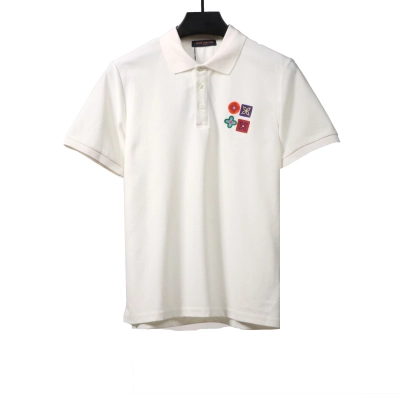 Louis Vuitton four-leaf clover embroidery badge POLO white 01