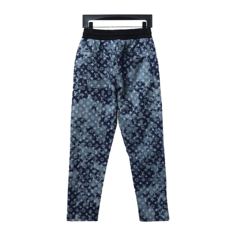 Louis Vuitton full print denim patchwork big pocket trousers 1