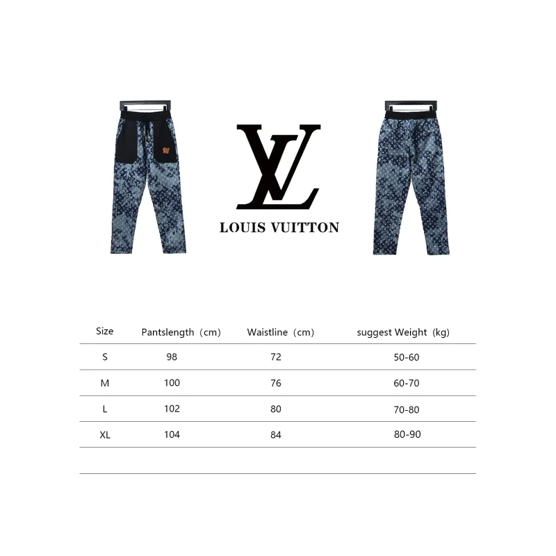 Louis Vuitton full print denim patchwork big pocket trousers 1