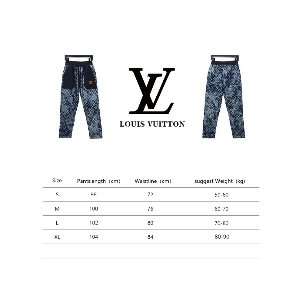 Louis Vuitton full print denim patchwork big pocket trousers 2