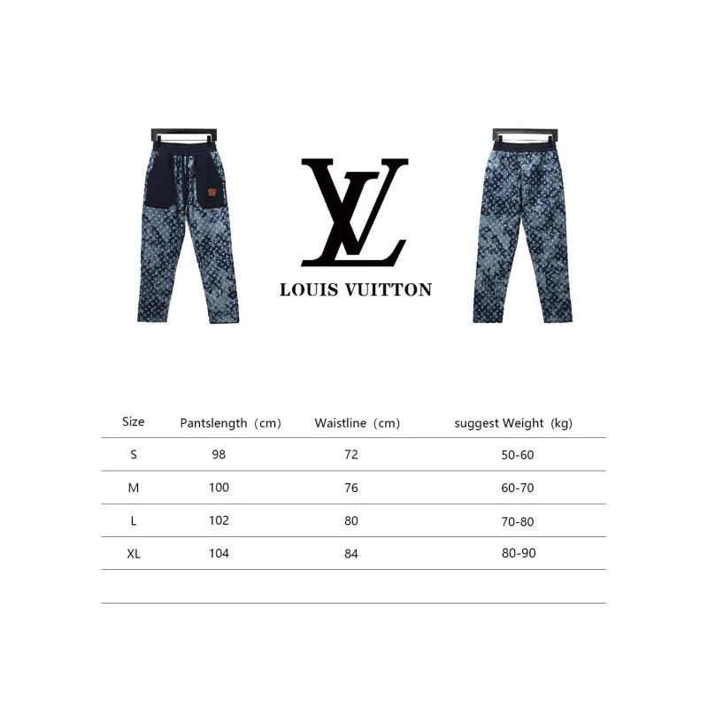 Louis Vuitton full print denim patchwork big pocket trousers 2