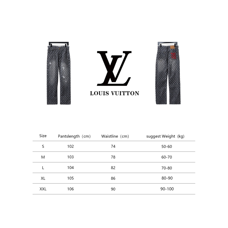  Louis Vuitton full print distressed Jeans