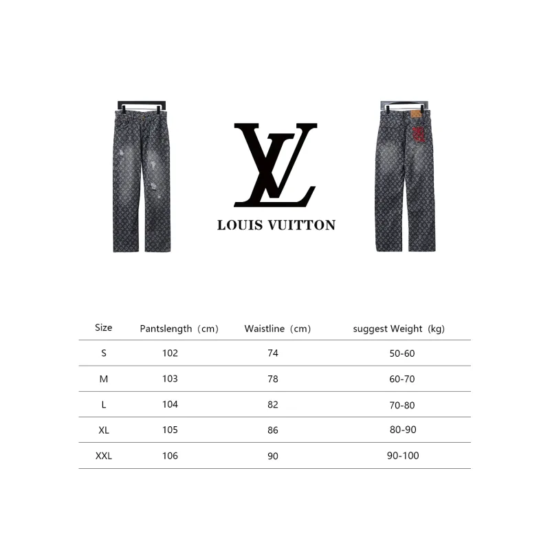  Louis Vuitton full print distressed Jeans