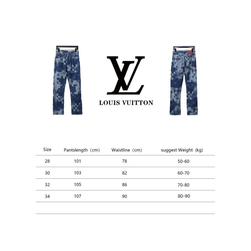 Louis Vuitton fuzzy mosaic checkerboard Jeans