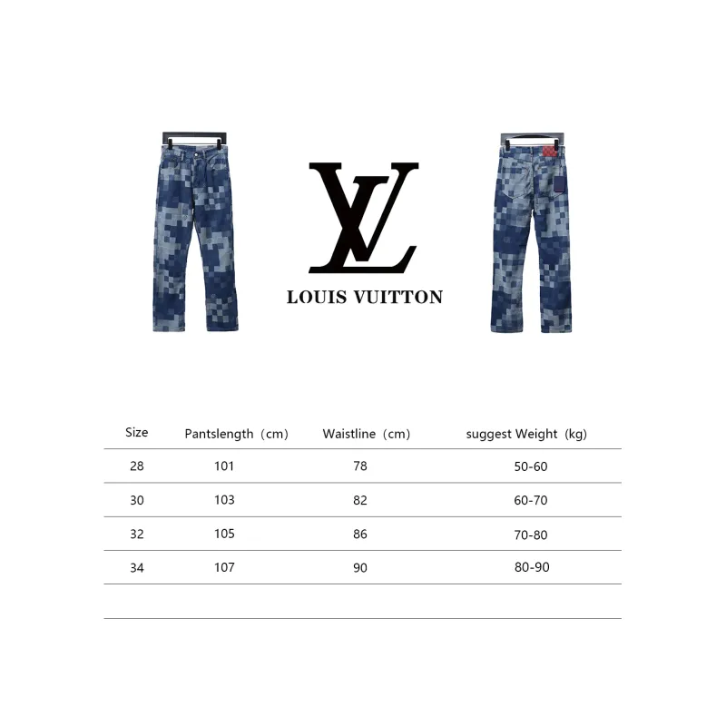 Louis Vuitton fuzzy mosaic checkerboard Jeans