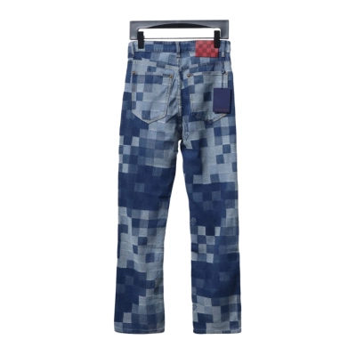 Louis Vuitton fuzzy mosaic checkerboard Jeans 02