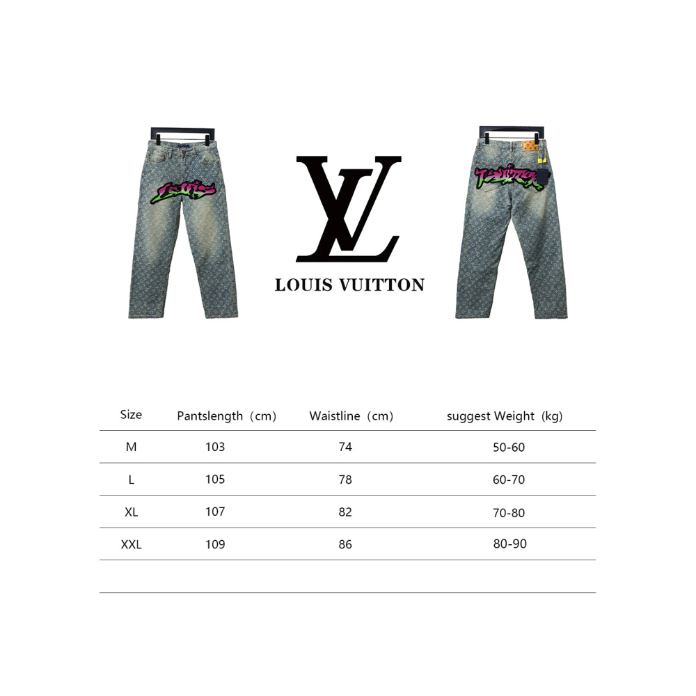  Louis Vuitton graffiti gradient embroidered Jeans