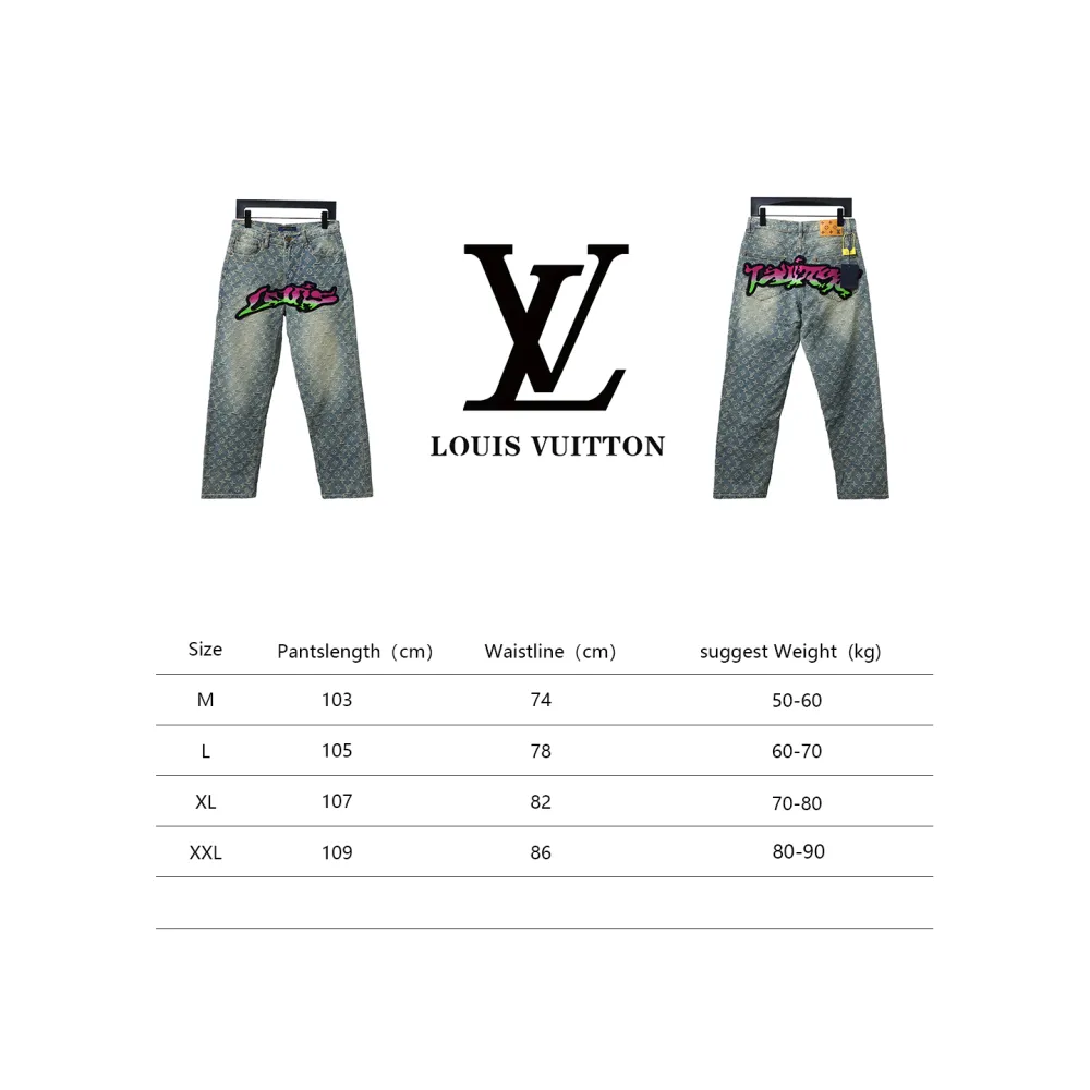  Louis Vuitton graffiti gradient embroidered Jeans
