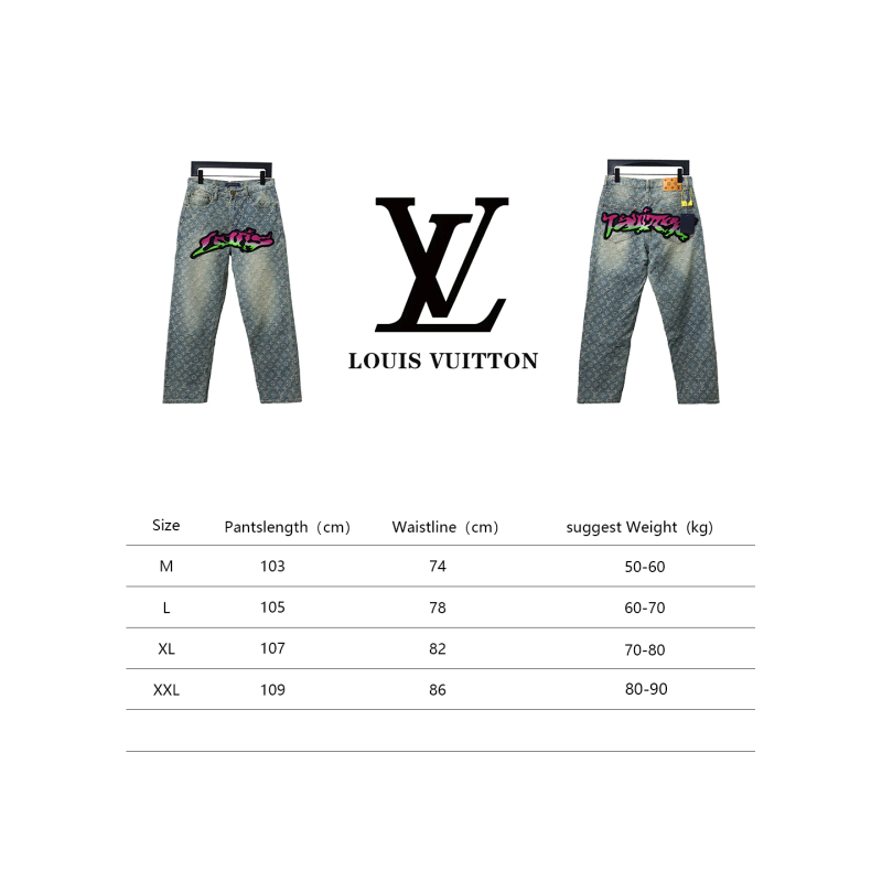  Louis Vuitton graffiti gradient embroidered Jeans
