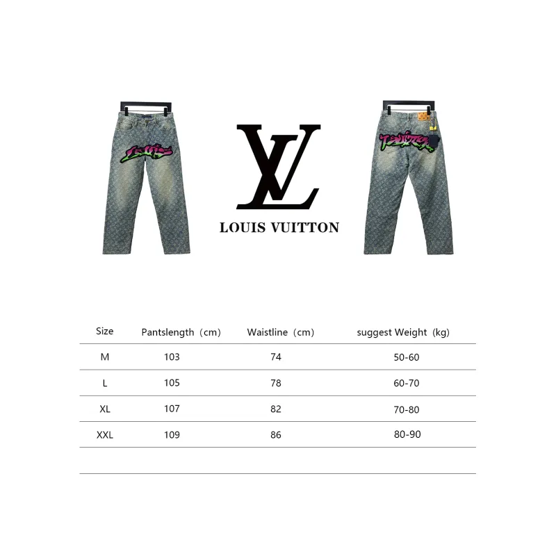  Louis Vuitton graffiti gradient embroidered Jeans