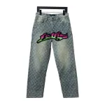  Louis Vuitton graffiti gradient embroidered Jeans