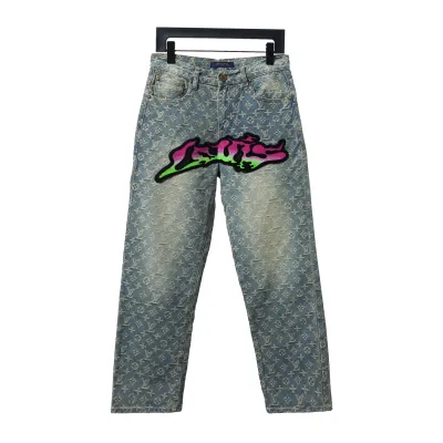 Louis Vuitton graffiti gradient embroidered Jeans 01