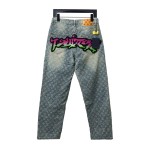  Louis Vuitton graffiti gradient embroidered Jeans