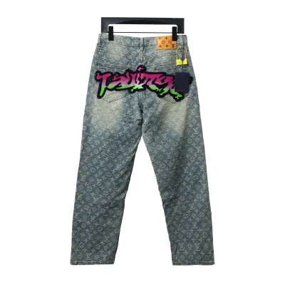 Louis Vuitton graffiti gradient embroidered Jeans 02