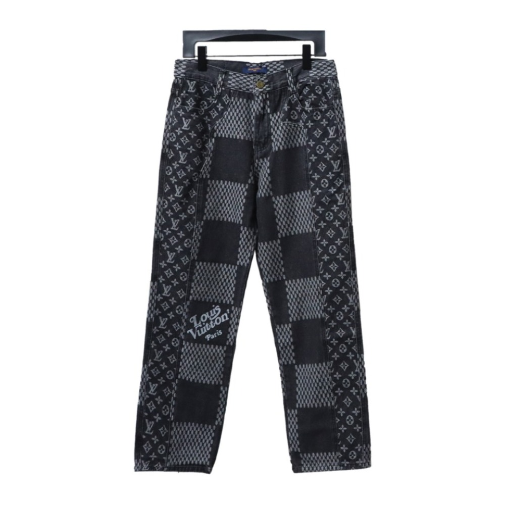  Louis Vuitton NIGOX joint checkerboard full print Jeans 1