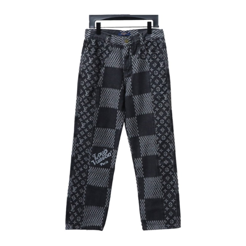  Louis Vuitton NIGOX joint checkerboard full print Jeans 1