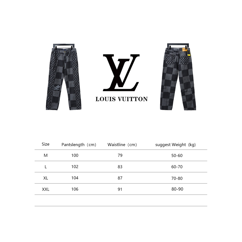  Louis Vuitton NIGOX joint checkerboard full print Jeans 1