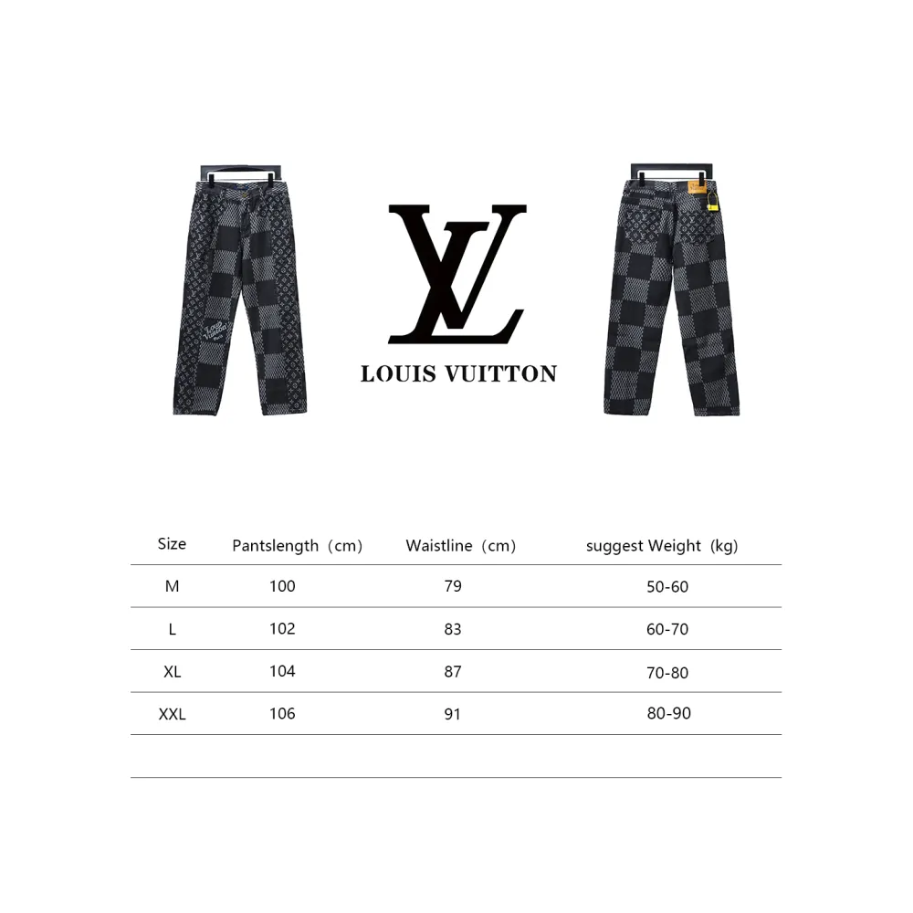  Louis Vuitton NIGOX joint checkerboard full print Jeans 1