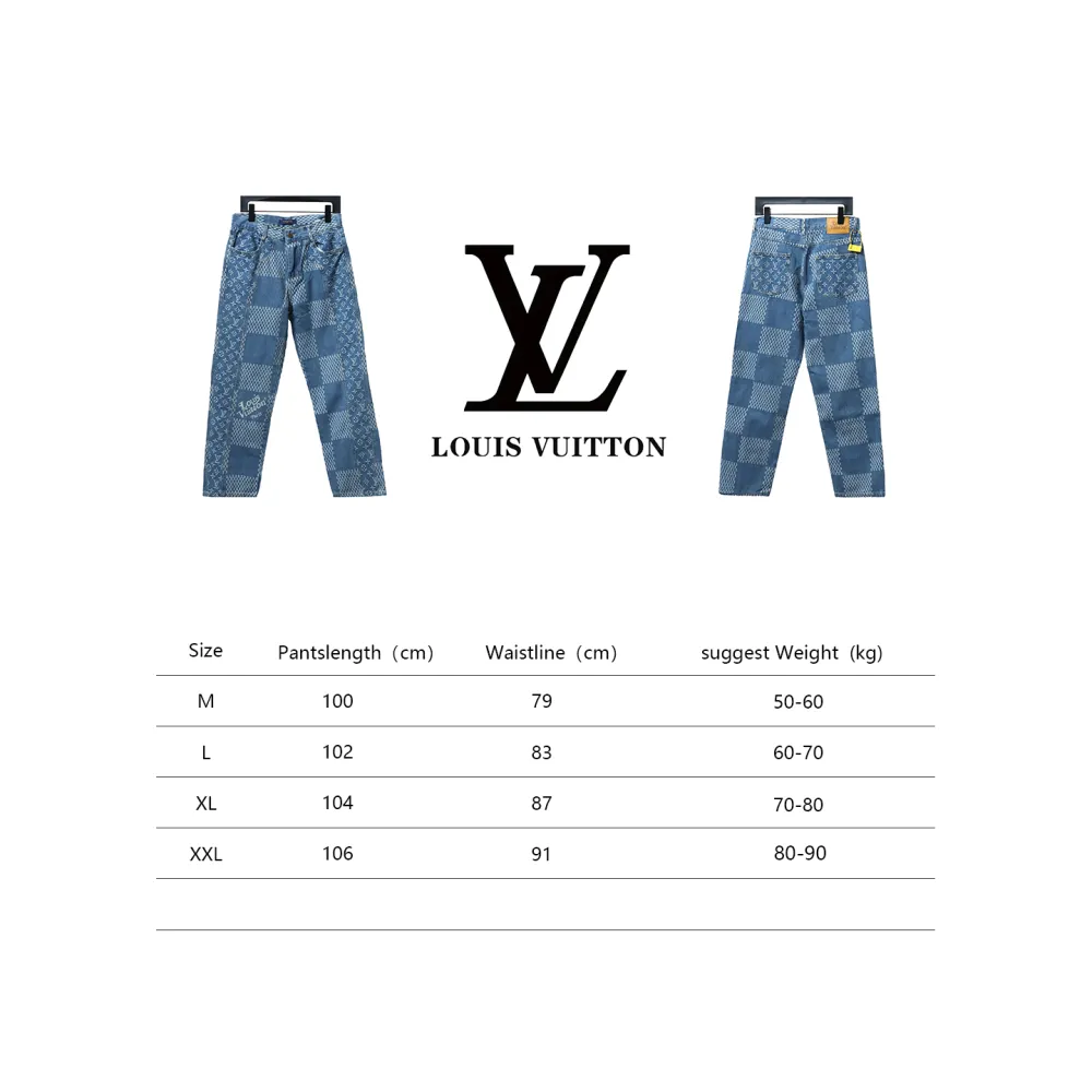  Louis Vuitton NIGOX joint checkerboard full print Jeans 2