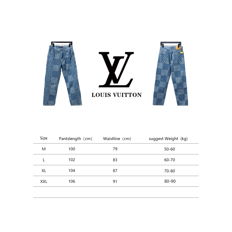  Louis Vuitton NIGOX joint checkerboard full print Jeans 2