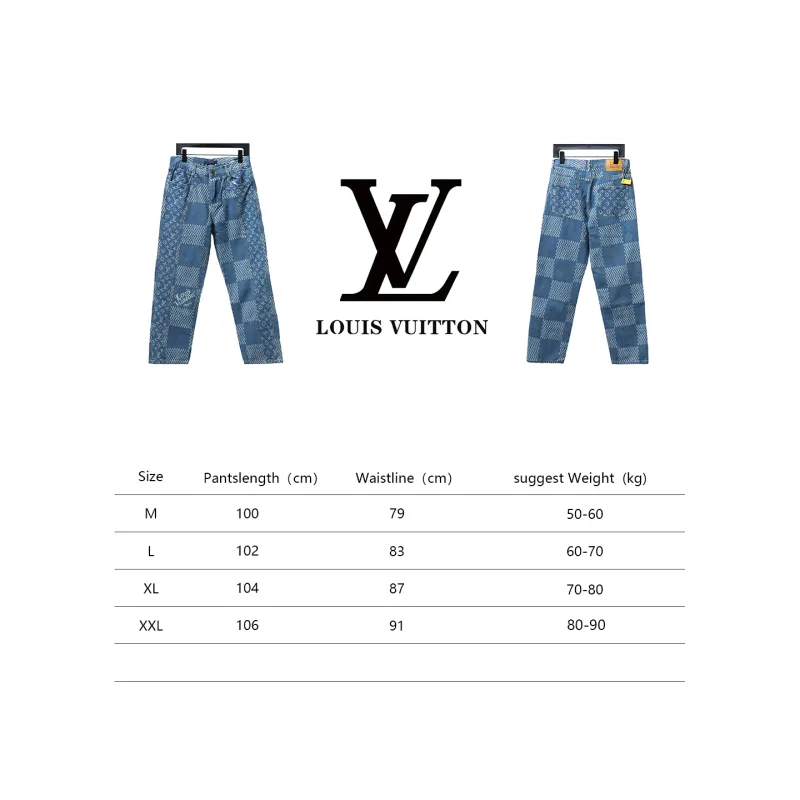  Louis Vuitton NIGOX joint checkerboard full print Jeans 2