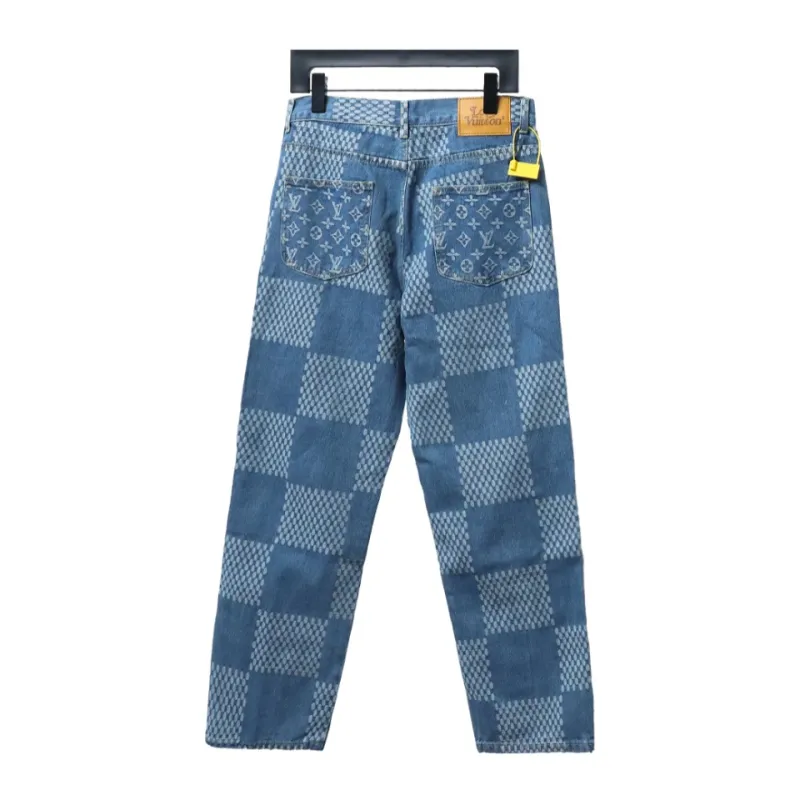  Louis Vuitton NIGOX joint checkerboard full print Jeans 2