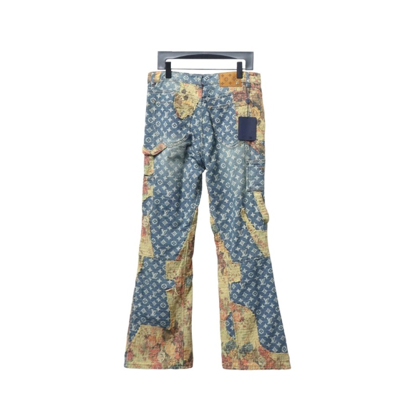  Louis Vuitton retro patchwork rose Jeans
