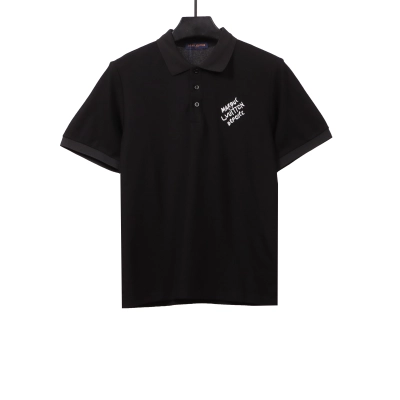 Louis Vuitton signature letter embroidery POLO black 01