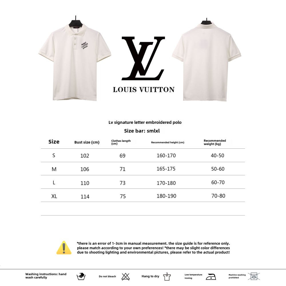 Louis Vuitton signature letter embroidery POLO white