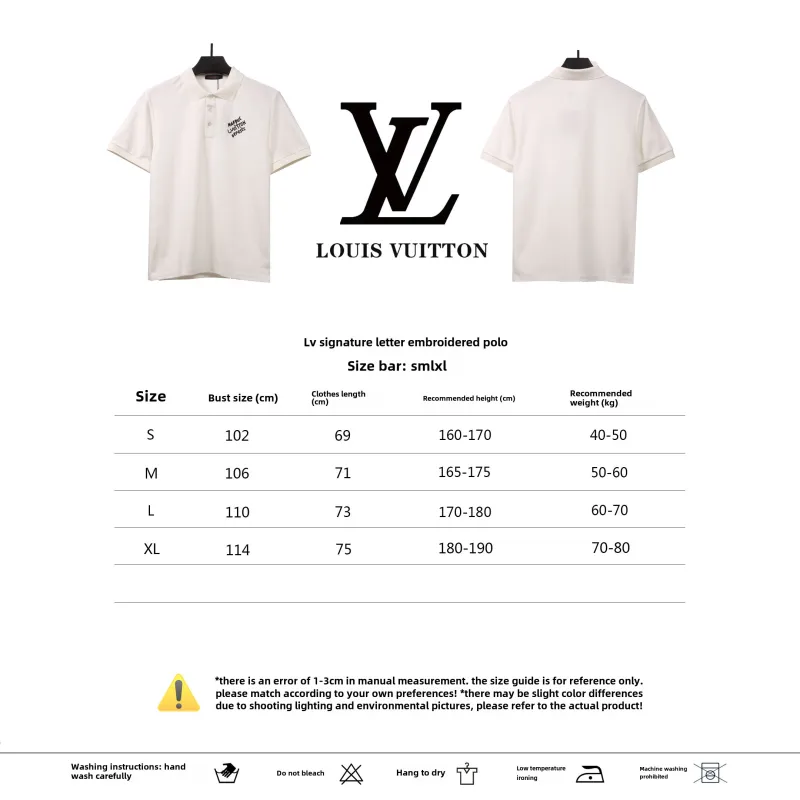  Louis Vuitton signature letter embroidery POLO white