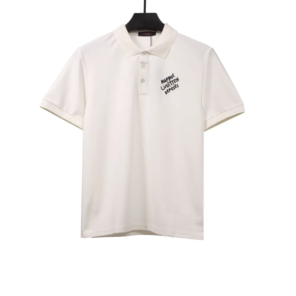  Louis Vuitton signature letter embroidery POLO white