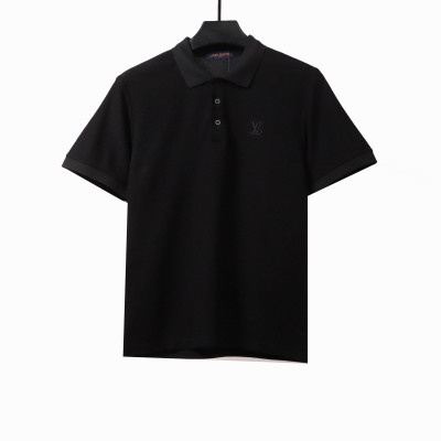  Louis Vuitton small logo embroidery POLO black 01