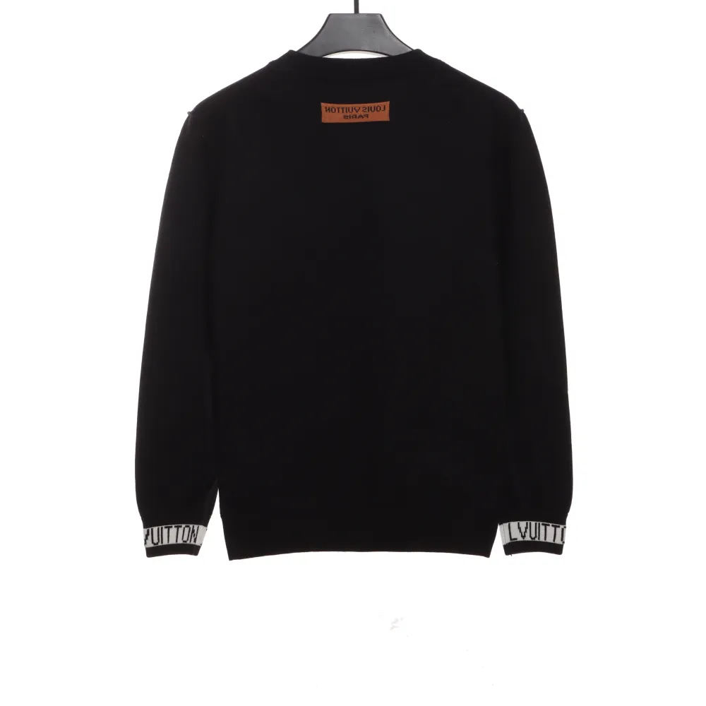 Louis Vuitton solid color cuff letter jacquard logo round neck sweater 1