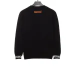 Louis Vuitton solid color cuff letter jacquard logo round neck sweater 1