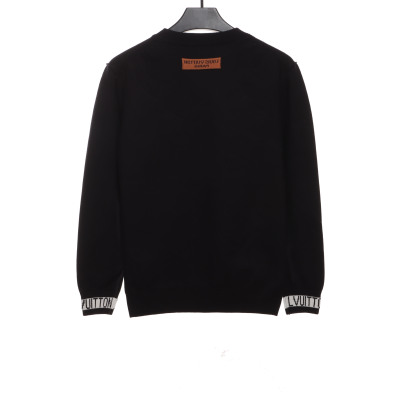  Louis Vuitton solid color cuff letter jacquard logo round neck sweater 1 02
