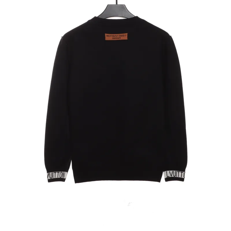 Louis Vuitton solid color cuff letter jacquard logo round neck sweater 1