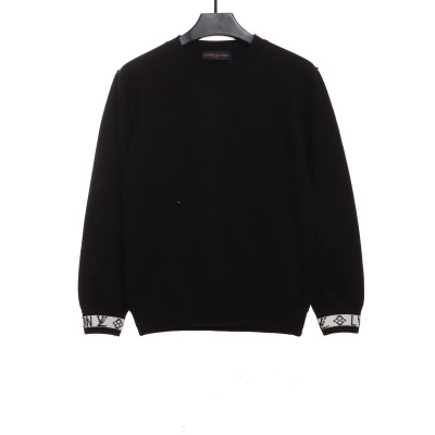  Louis Vuitton solid color cuff letter jacquard logo round neck sweater 1 01