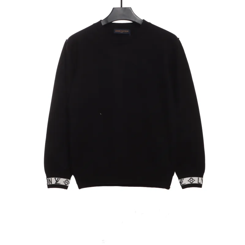 Louis Vuitton solid color cuff letter jacquard logo round neck sweater 1