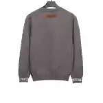 Louis Vuitton solid color cuff letter jacquard logo round neck sweater 2