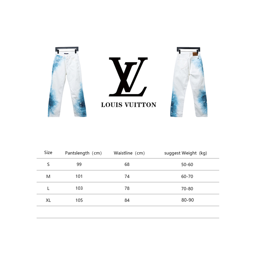  Louis Vuitton starry sky spray blue and white gradient Jeans
